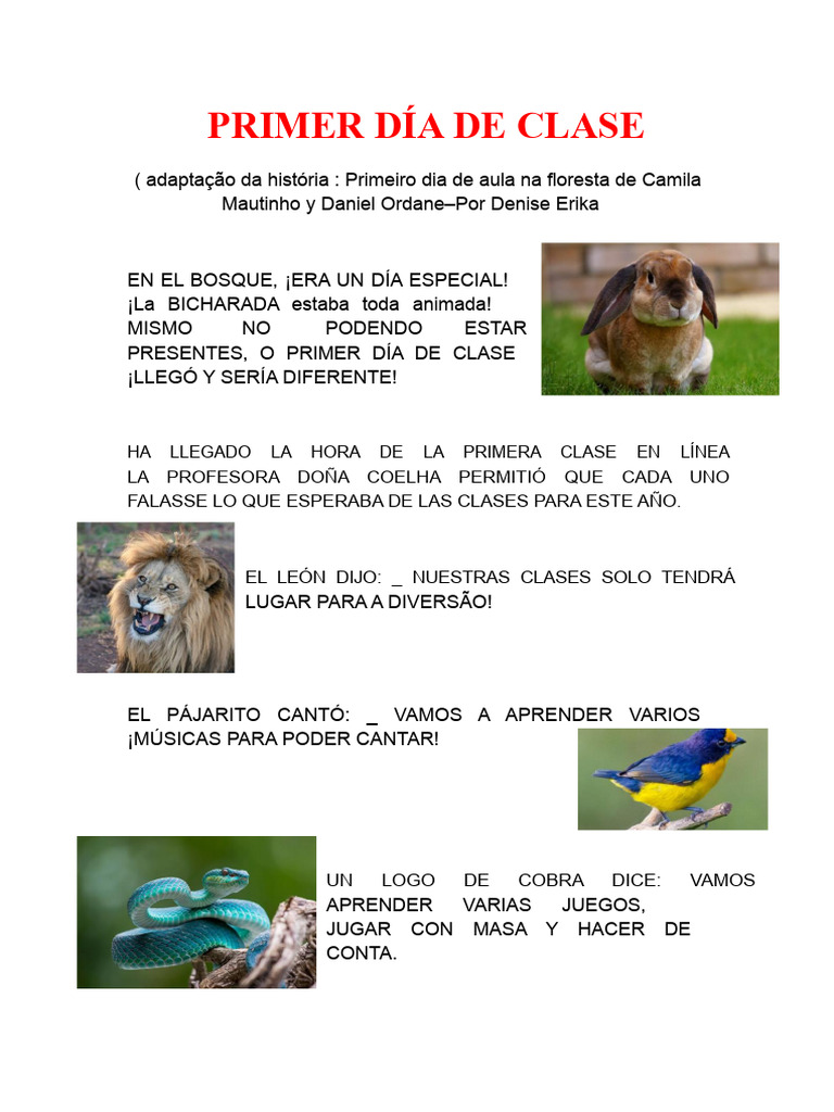 Primer Día de Clase en el Bosque | PDF