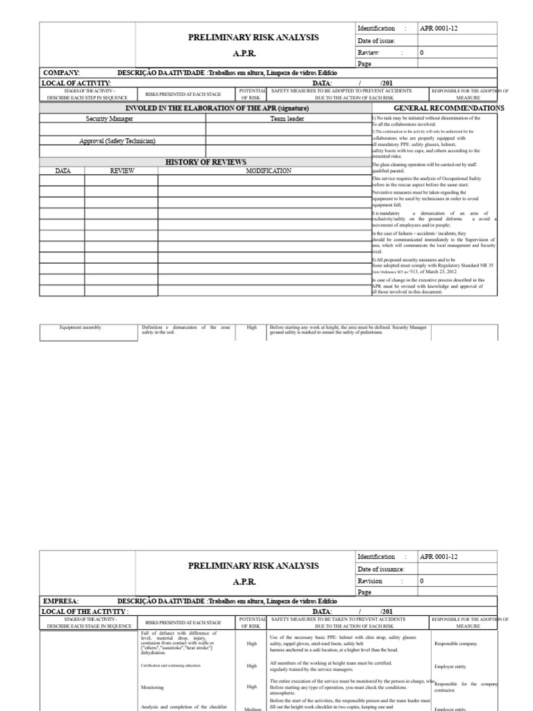APR Window Cleaning Work | PDF | Safety | Risk