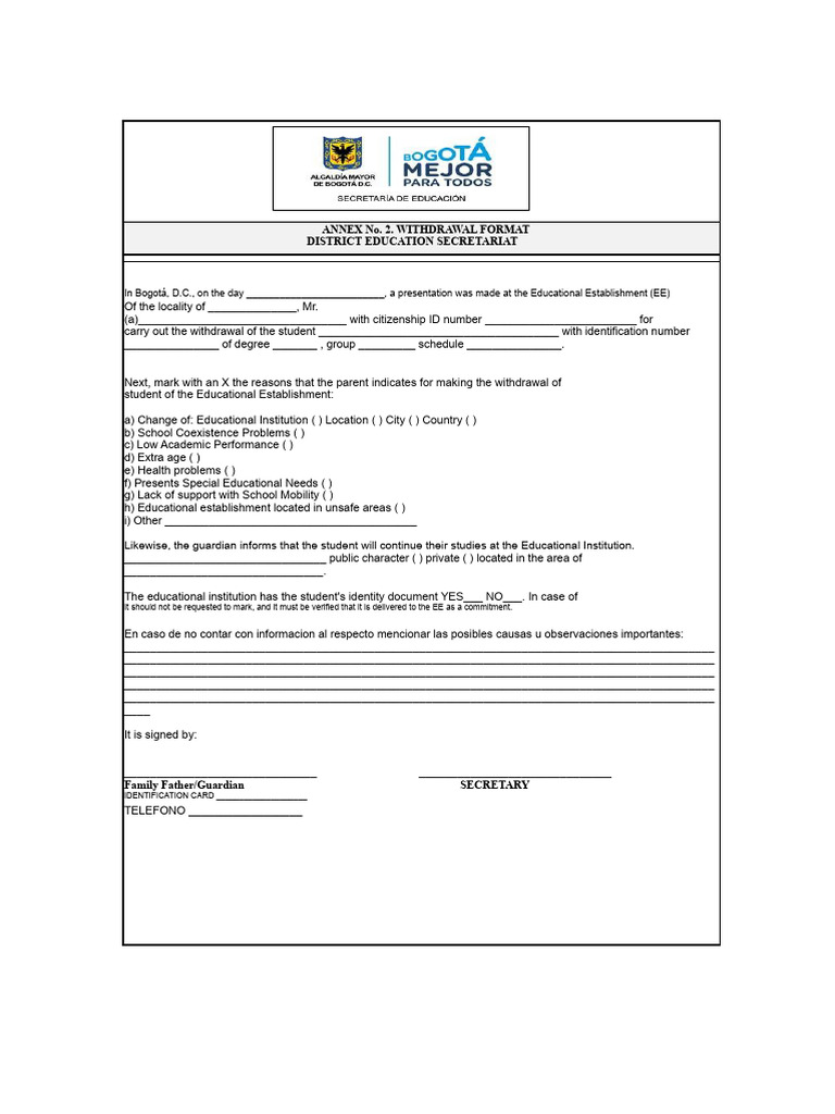 STUDENT WITHDRAWAL FORM | PDF