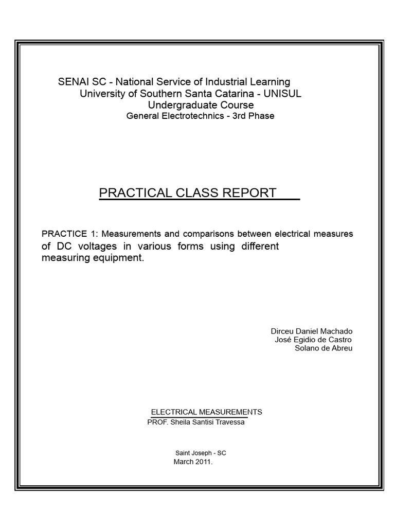 Electrical Practice Report 1 | PDF | Voltage | Resistor