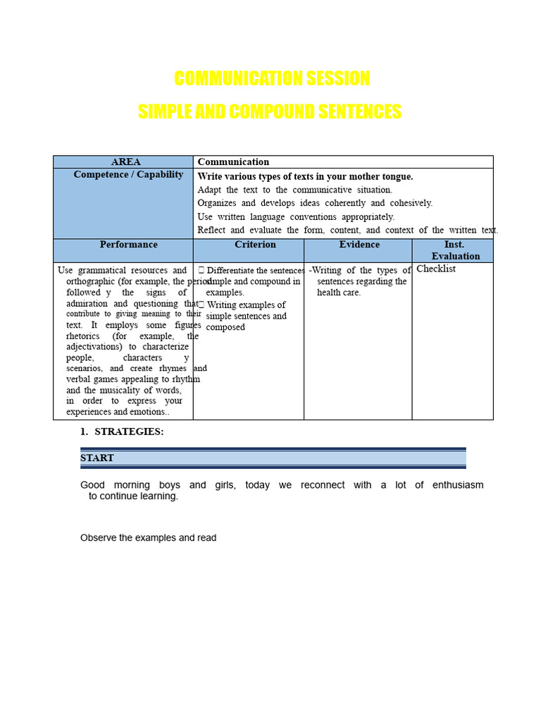 Simple vs. Compound Sentences Guide | PDF | Subject (Grammar ...
