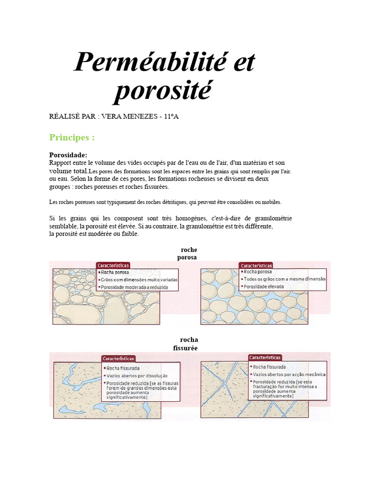 Porosité et Perméabilité des Roches | PDF | Porosité | Sciences de la terre