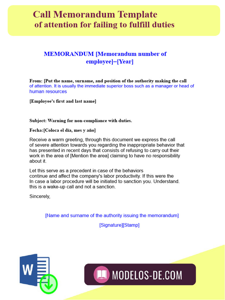 Employee Warning Memo Template | PDF