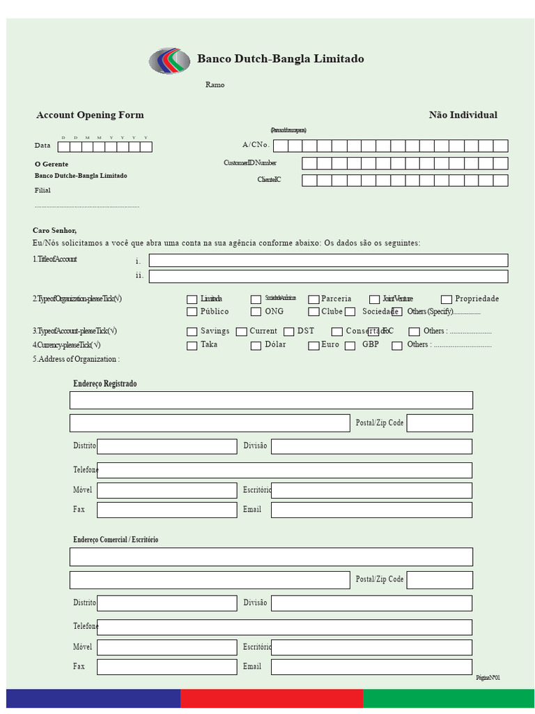 Formulário de Abertura de Conta DBBL | PDF | Business | Cheque (banco)