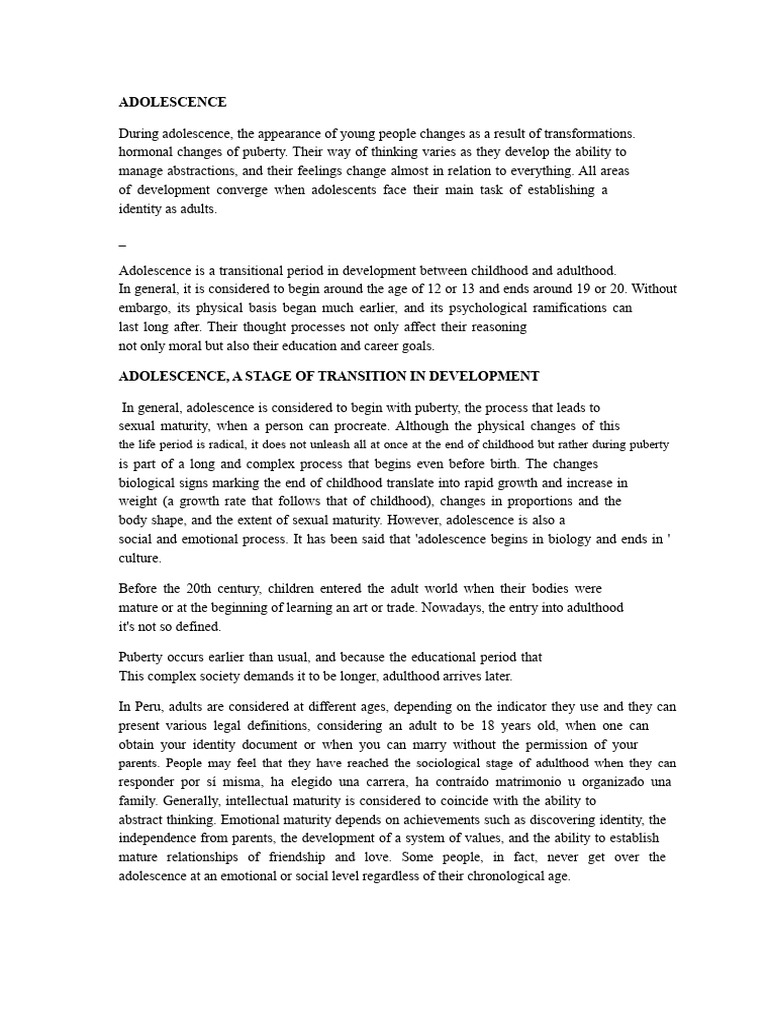 Understanding Adolescent Development | PDF | Adolescence | Puberty