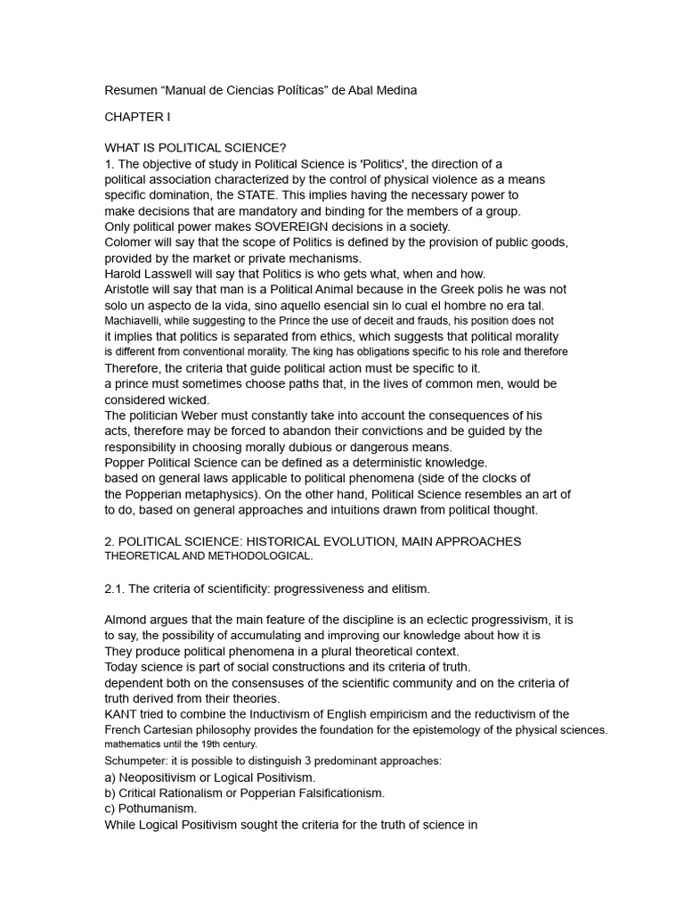 Summary Abal Medina Manual of Political Science Chapter 1 | PDF ...