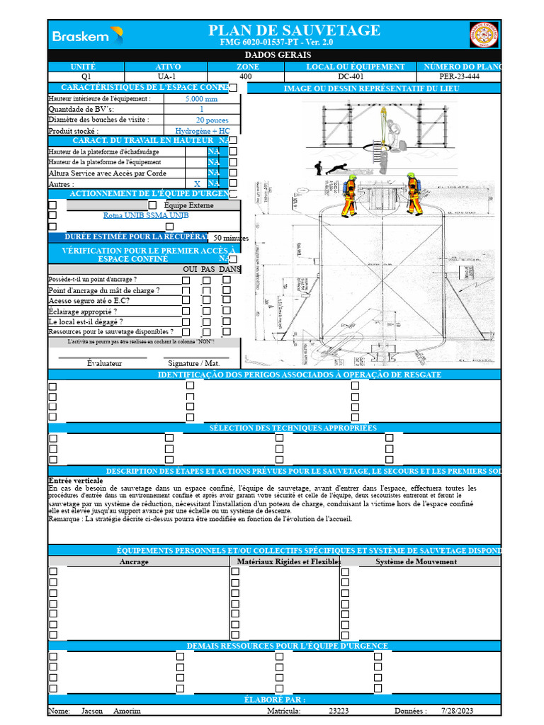 Plan de Sauvetage pour Espace Confiné | PDF