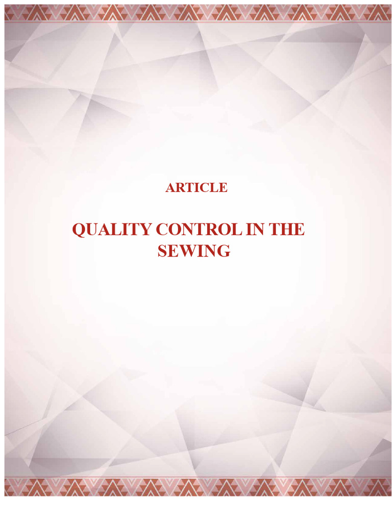 Quality Control in Sewing Processes | PDF | Yarn | Sewing