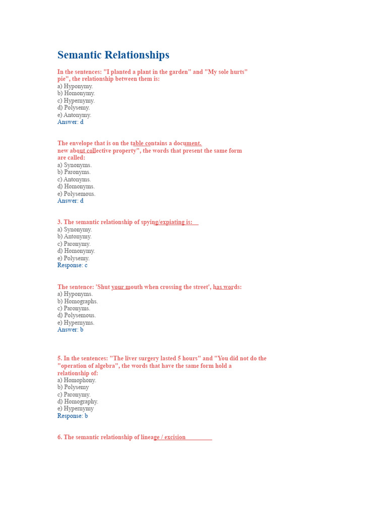 Understanding Semantic Relationships | PDF | Linguistics | Phonetics