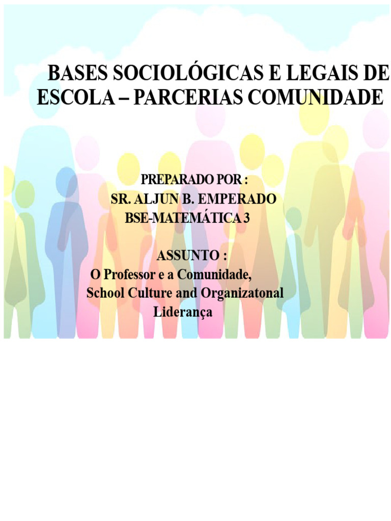 Parcerias Escola-Comunidade: Bases Sociológicas e Legais | PDF ...