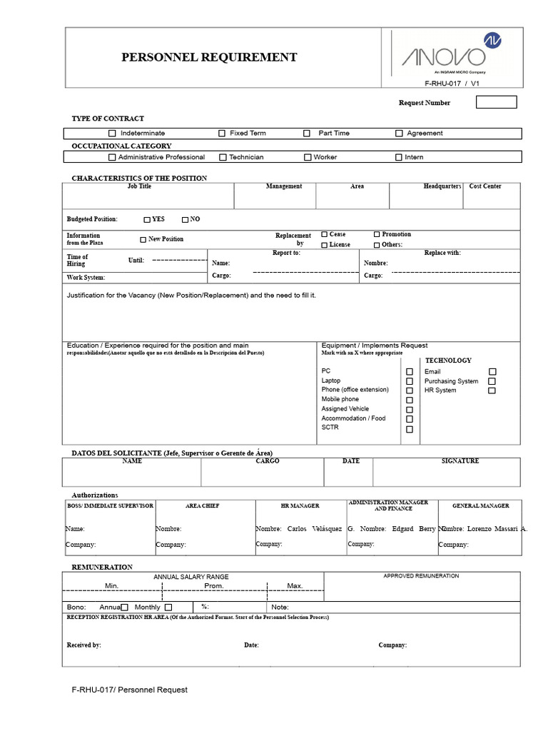 F-Rhu-017 Personnel Requisition Form | PDF | Business