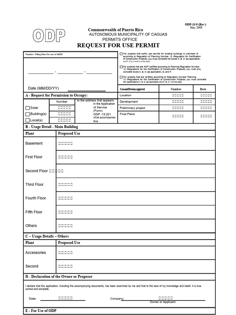 Caguas Use Permit Application Form | PDF | Justice | Crime & Violence