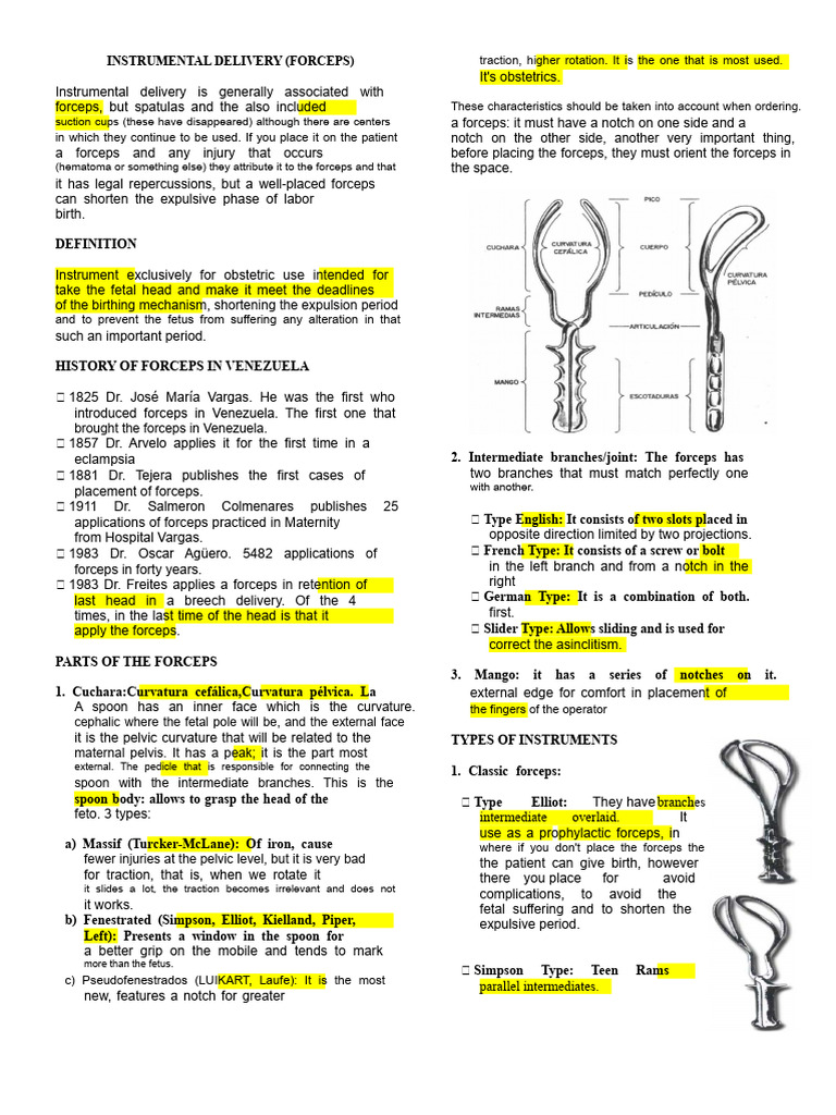 Forceps in Instrumental Delivery Guide | PDF | Childbirth | Maternal Health