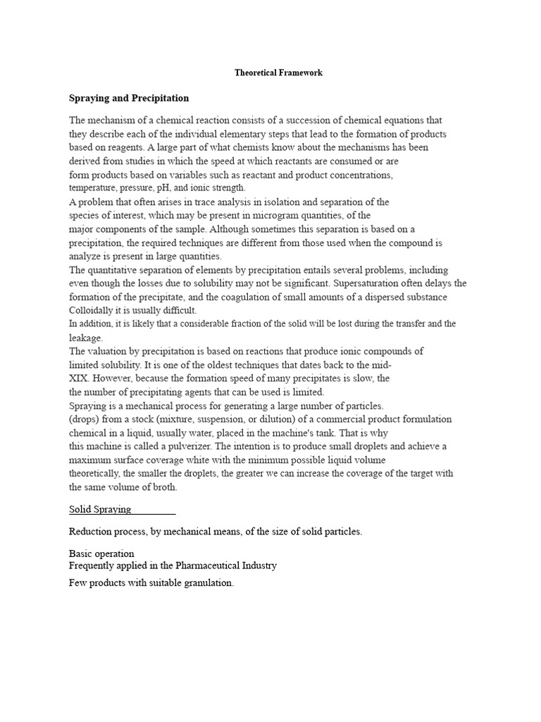 Spraying, Precipitation, and Calcination | PDF | Precipitation ...