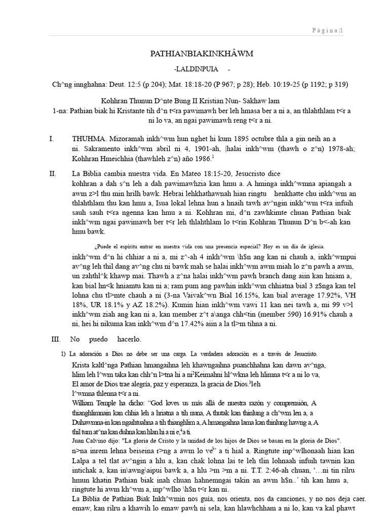 Pathian Biak Inkh^wm: Guía Espiritual | PDF
