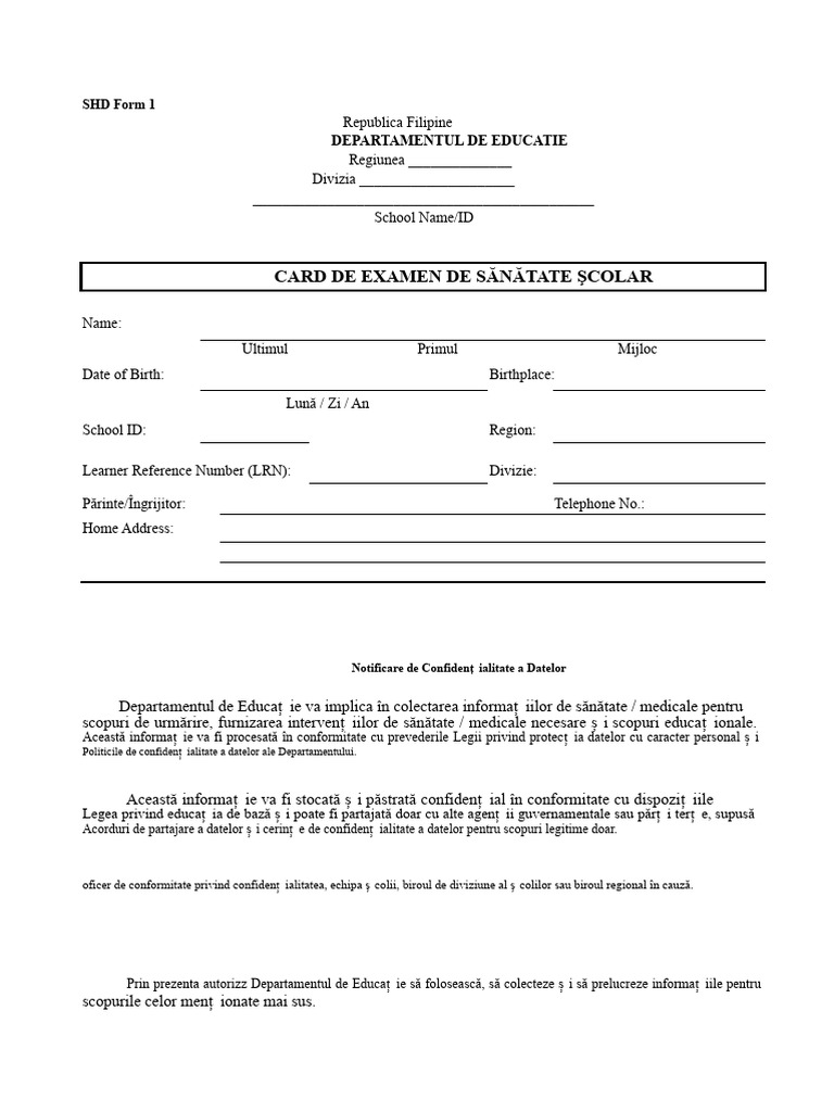 Formular SHD 1 | PDF
