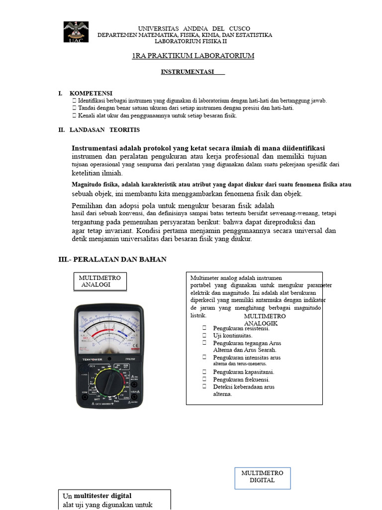Panduan Praktikum Multimeter di Laboratorium | PDF
