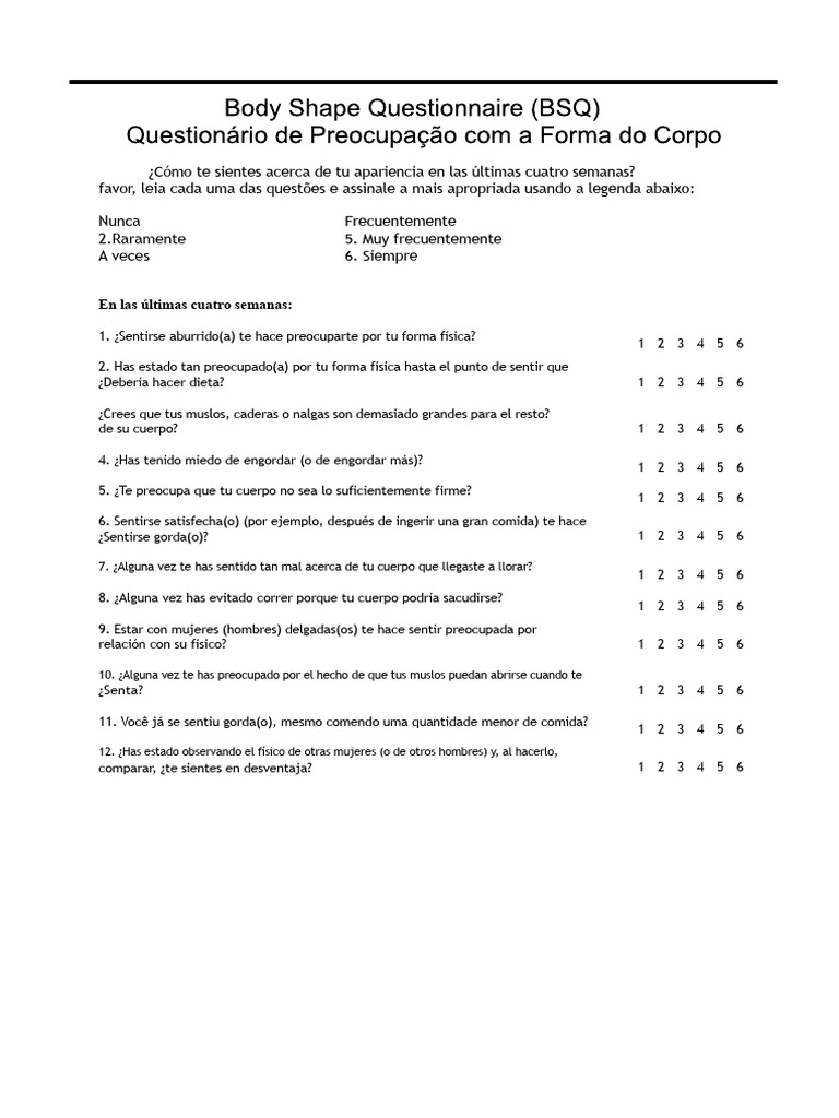 Evaluación de la Satisfacción Corporal | PDF