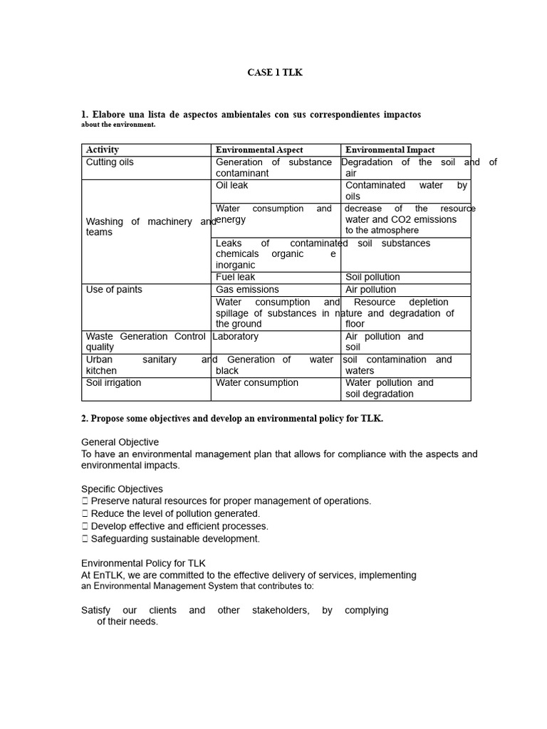 Practical Case TLK and Cortex | PDF | Environmental Degradation ...