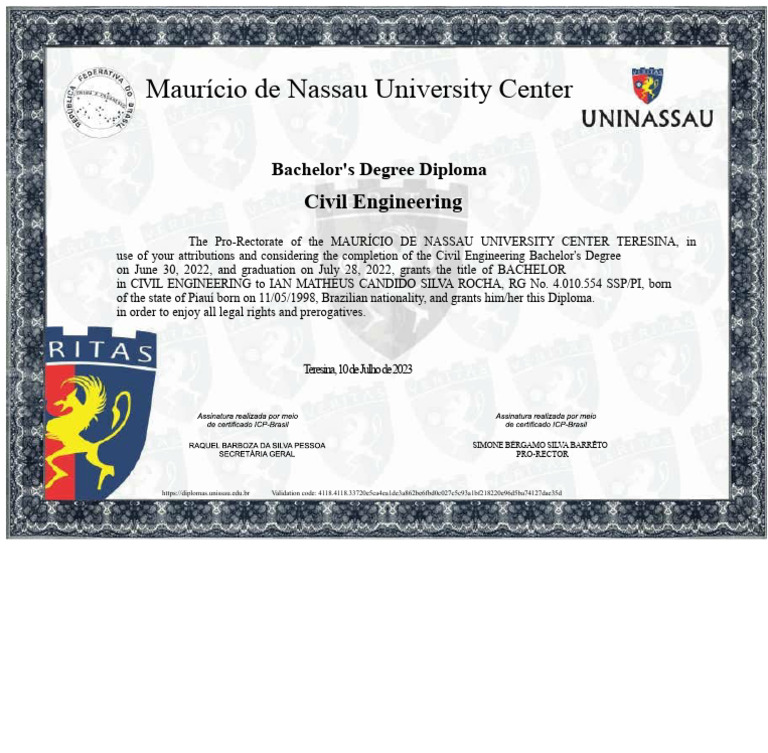 Ian Matheus Civil Engineering Diploma | PDF