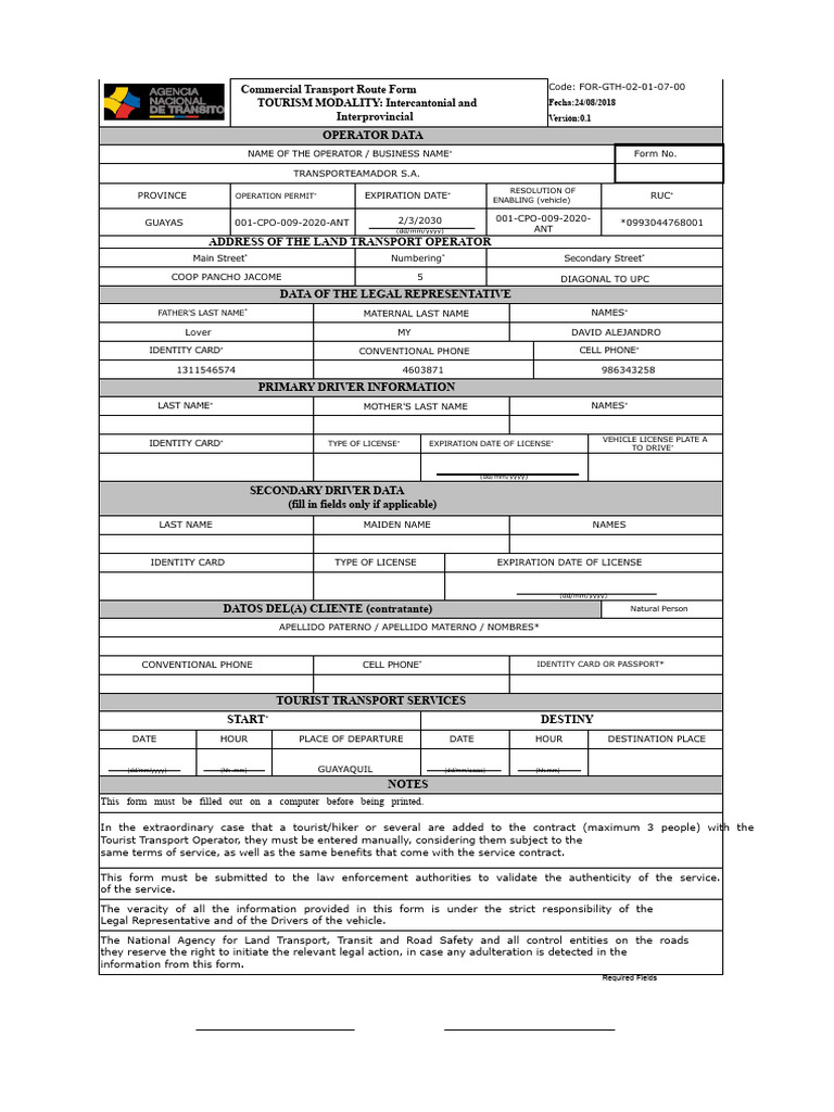 Intercantonial Transport Route Form | PDF | Identity Document | Transport