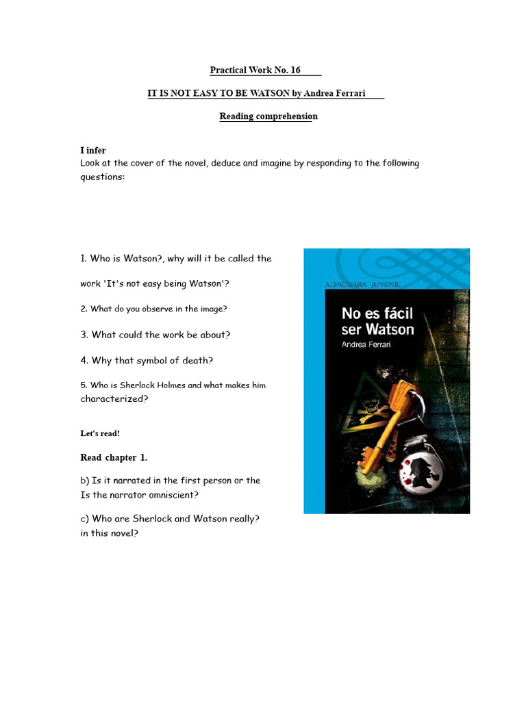 Practical Work Cover Chapter 1 - It's Not Easy Being Watson | PDF