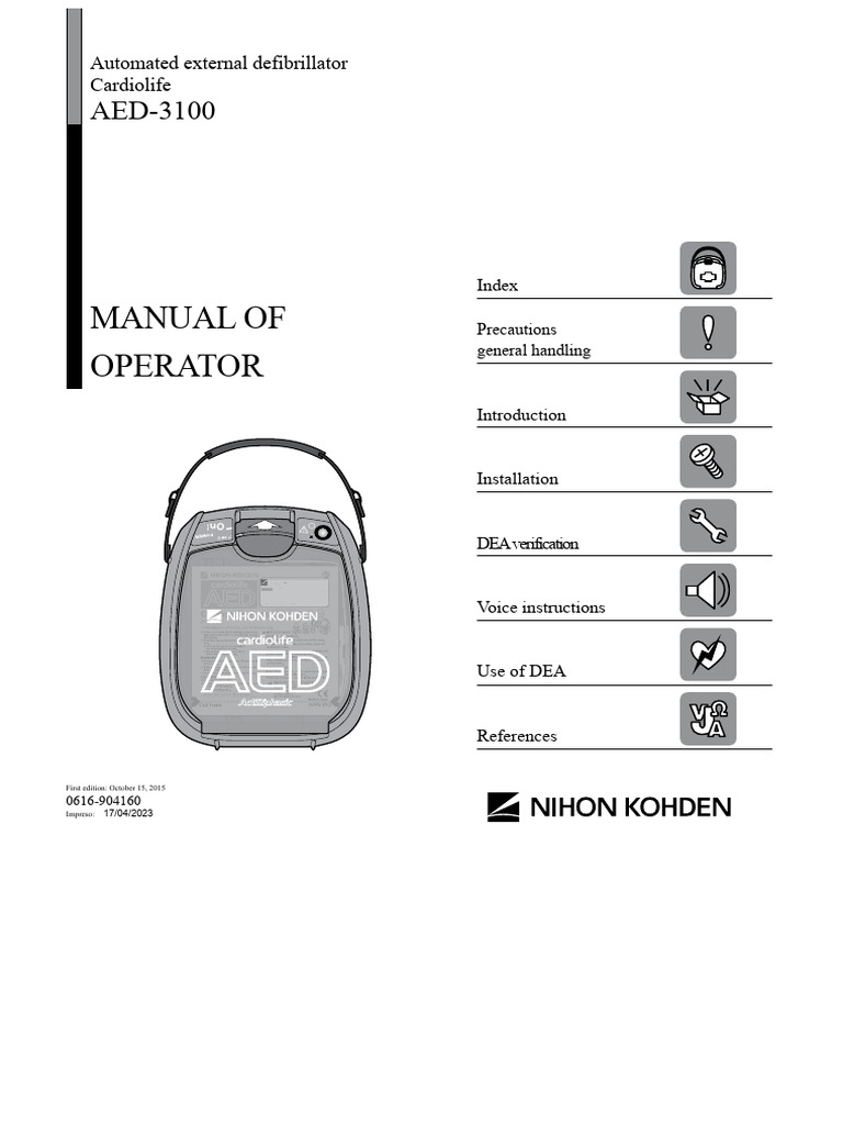 Manual of Operator: Automated External Defibrillator Cardiolife | PDF ...