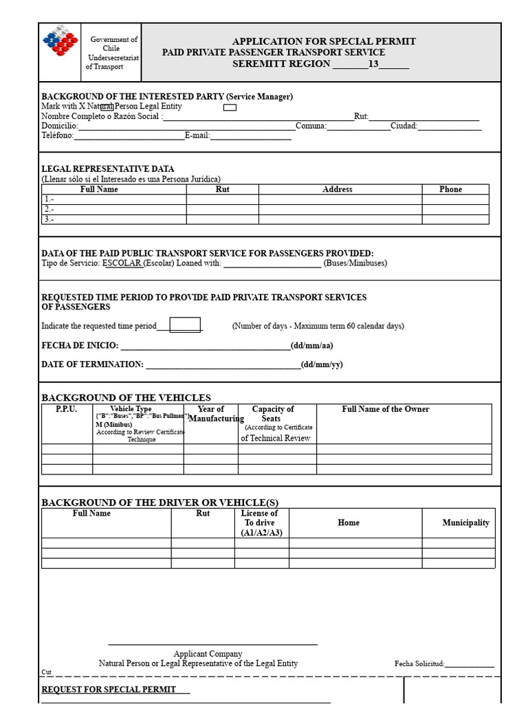School Transport Special Permission Form 1 | PDF | Driver's License ...