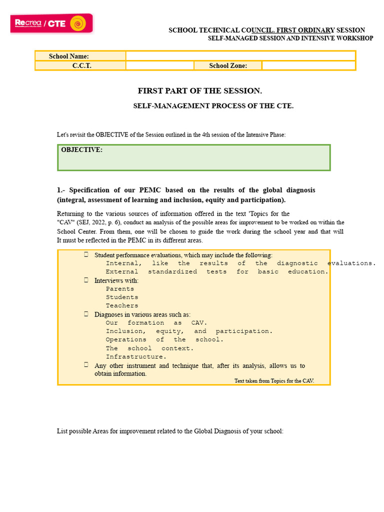 Self-Managed Session Formats. Moment 1 | PDF | Information | Evaluation