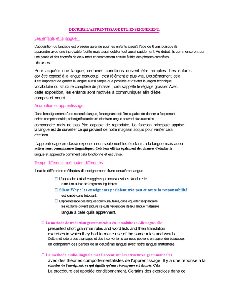 Apprentissage et enseignement des langues | PDF | Apprentissage ...