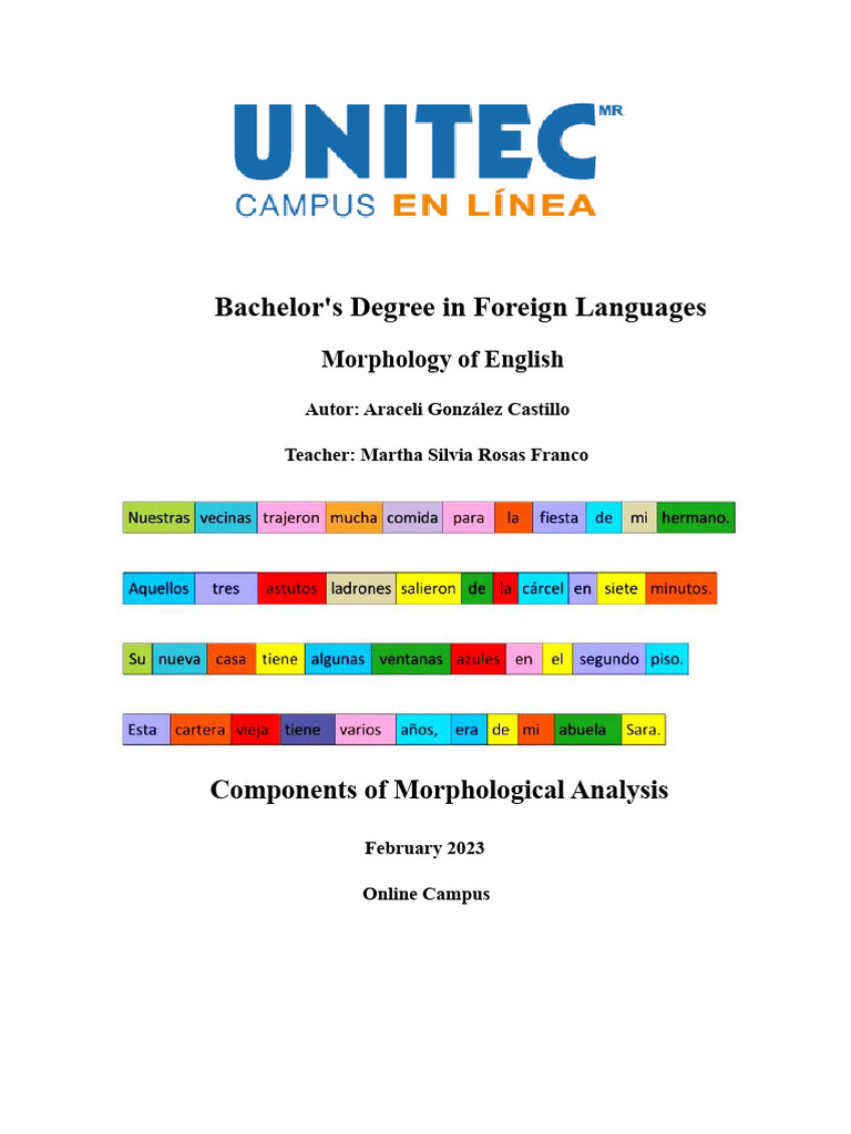 Deliverable 1 Components of Morphological Analysis | PDF | Morphology ...