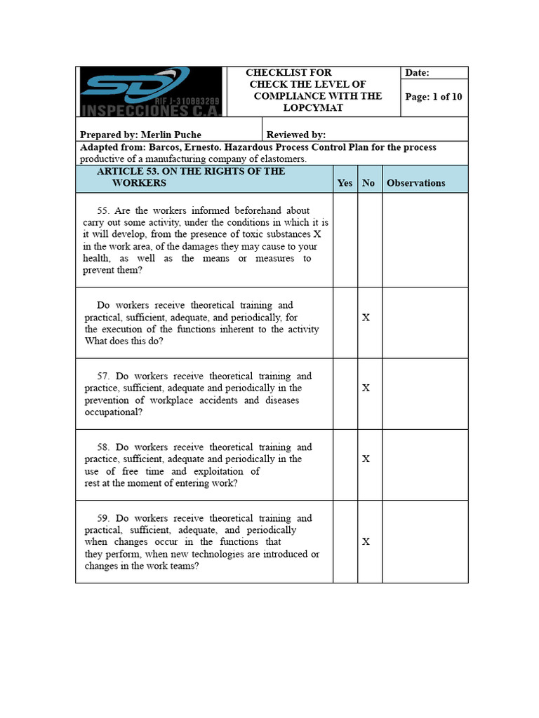 Checklist Lop - SD | PDF | Occupational Safety And Health | Personal ...