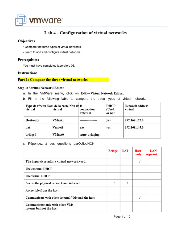 Lab4 - Configuration of Virtual Networks | PDF | Virtual Machine ...