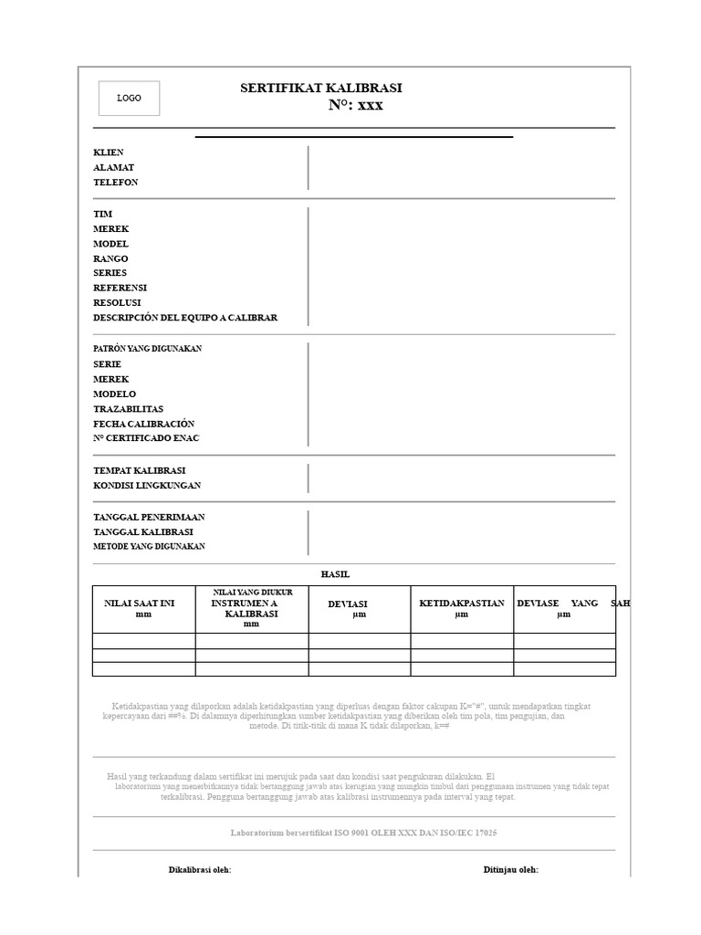 Sertifikat Kalibrasi Instrumen Akurat | PDF