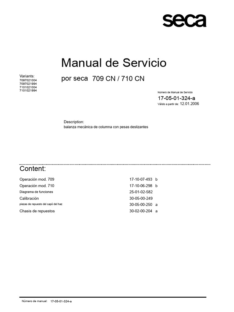 Manual de Servicio Balanza Seca 709/710 | PDF