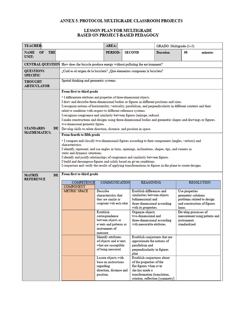 Multigrade Project-Based Lesson Plan For Mathematics | PDF | Geometry ...
