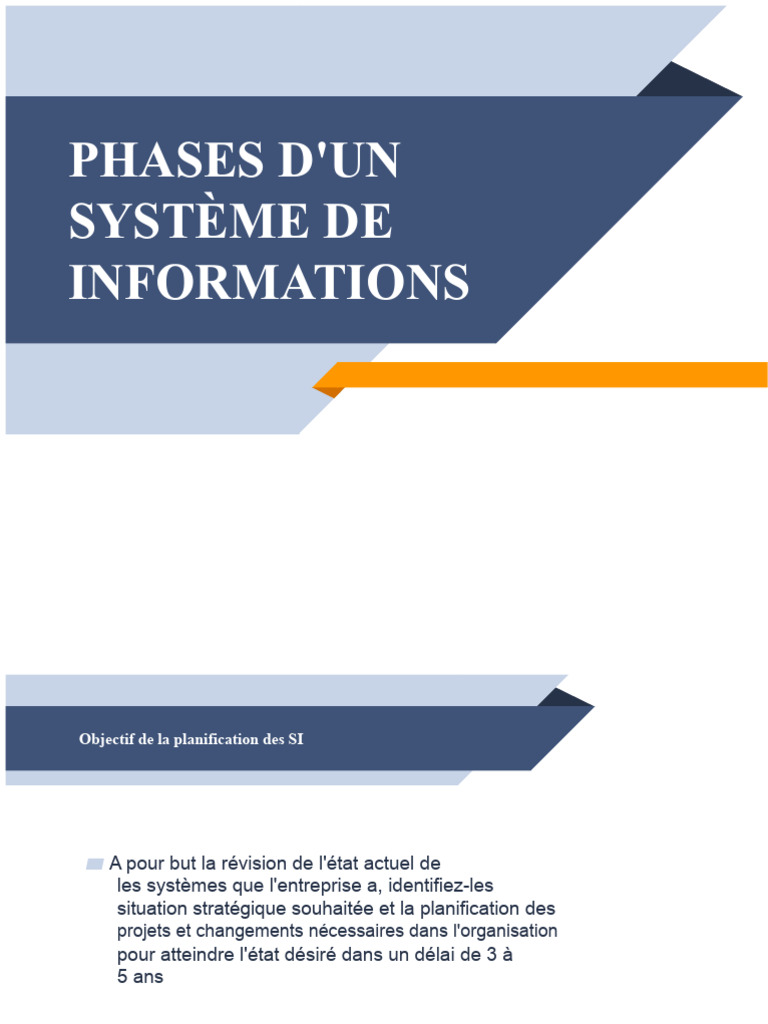 Phases de Planification des Systèmes d'Information | PDF ...