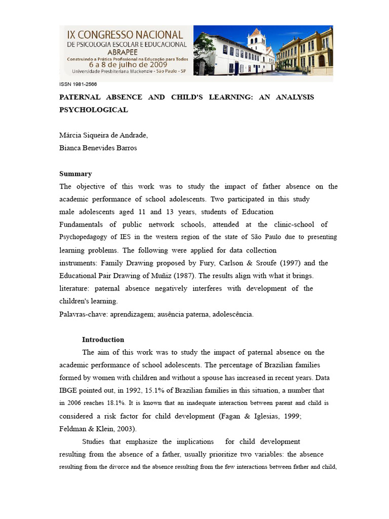 Paternal Absence and Children's Learning: A Psychological Analysis ...