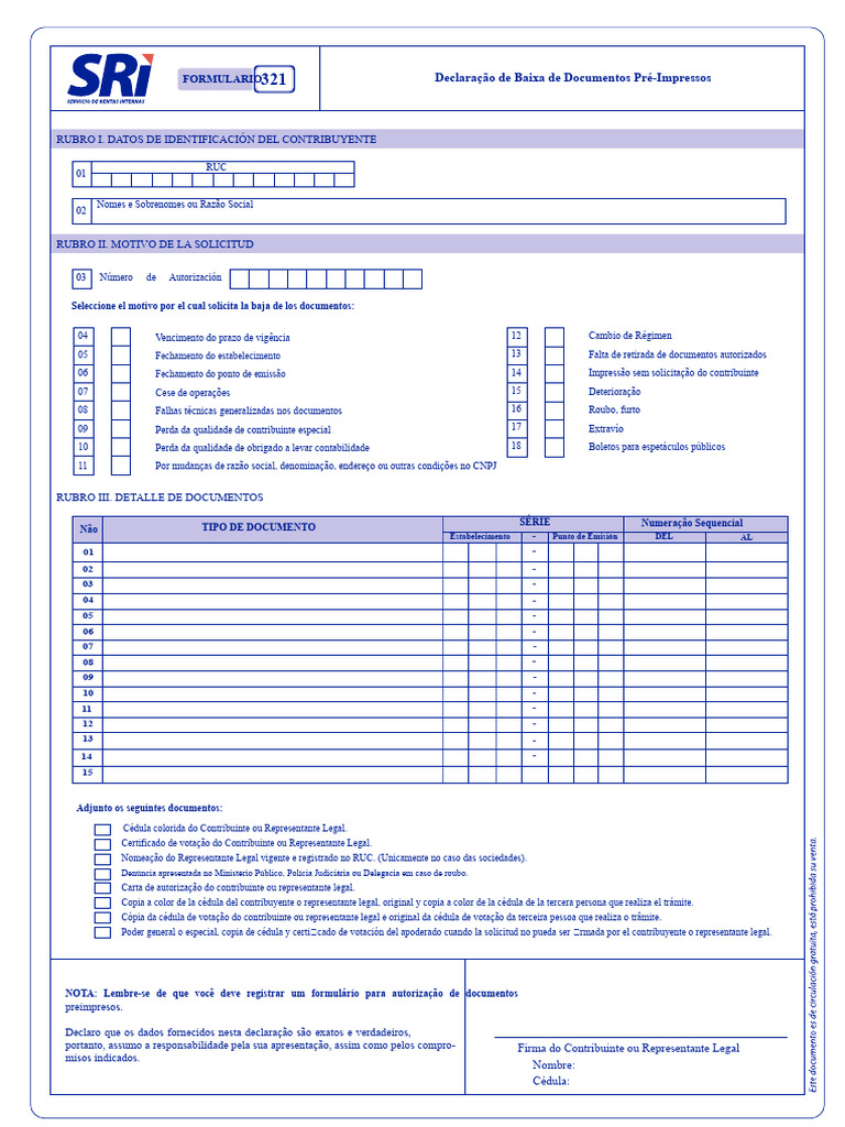 Formulário 321[1] | PDF