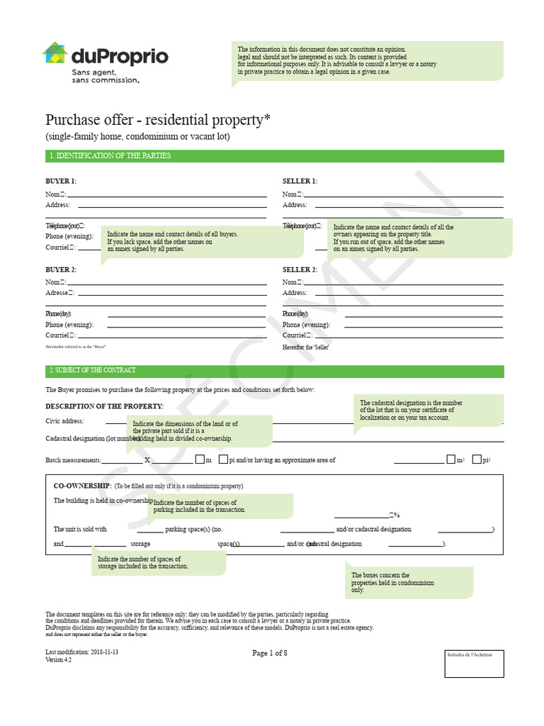 Residential Property Purchase Offer Template | PDF | Mortgages | Loans