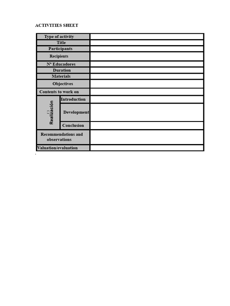 Activity Sheet Model | PDF