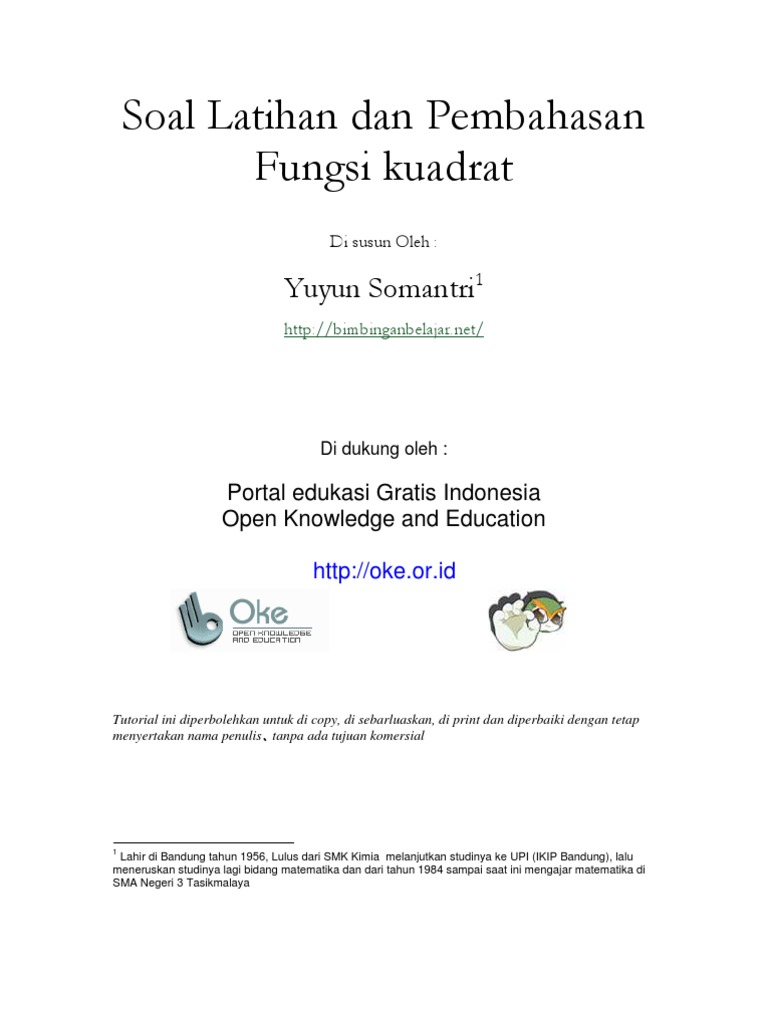 Fungsi Kuadrat Soal Jawab