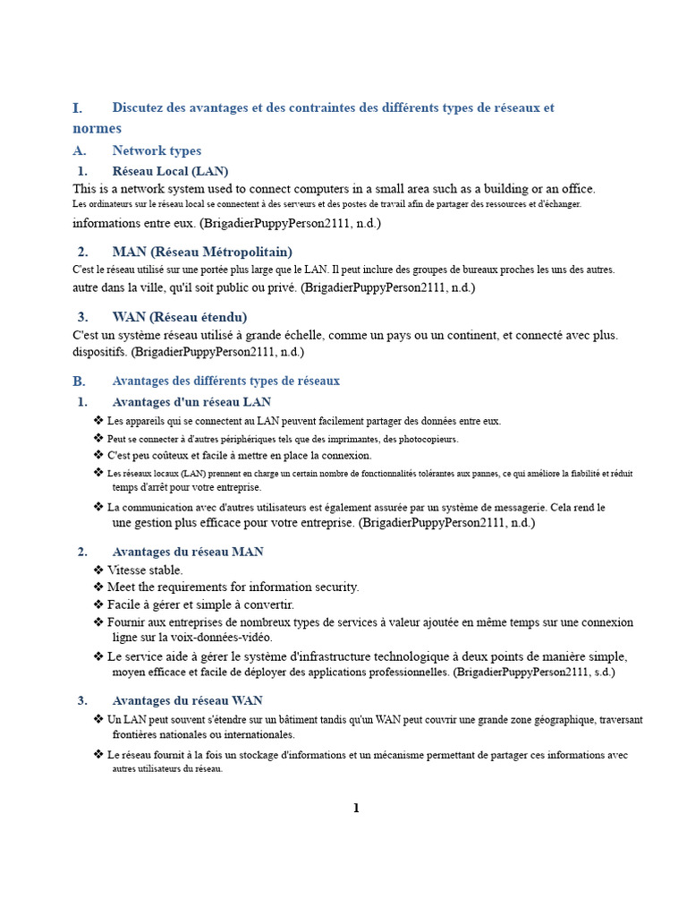 Avantages et contraintes des réseaux informatiques | PDF | Serveur ...