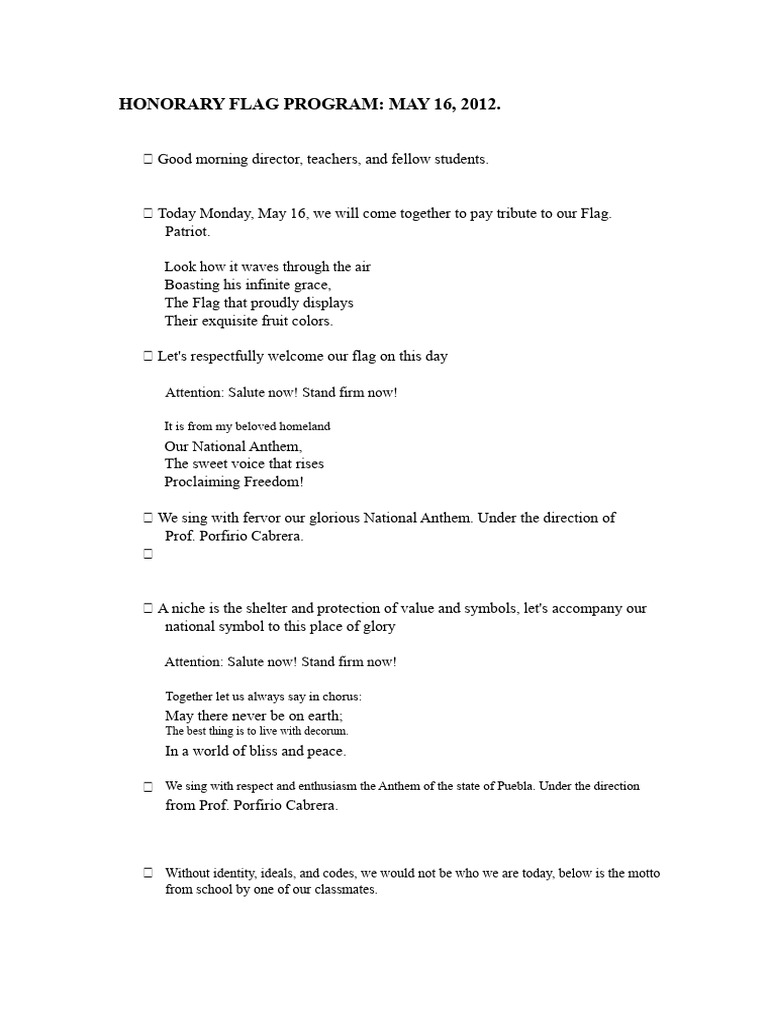 Honors Program To The Flag May | PDF