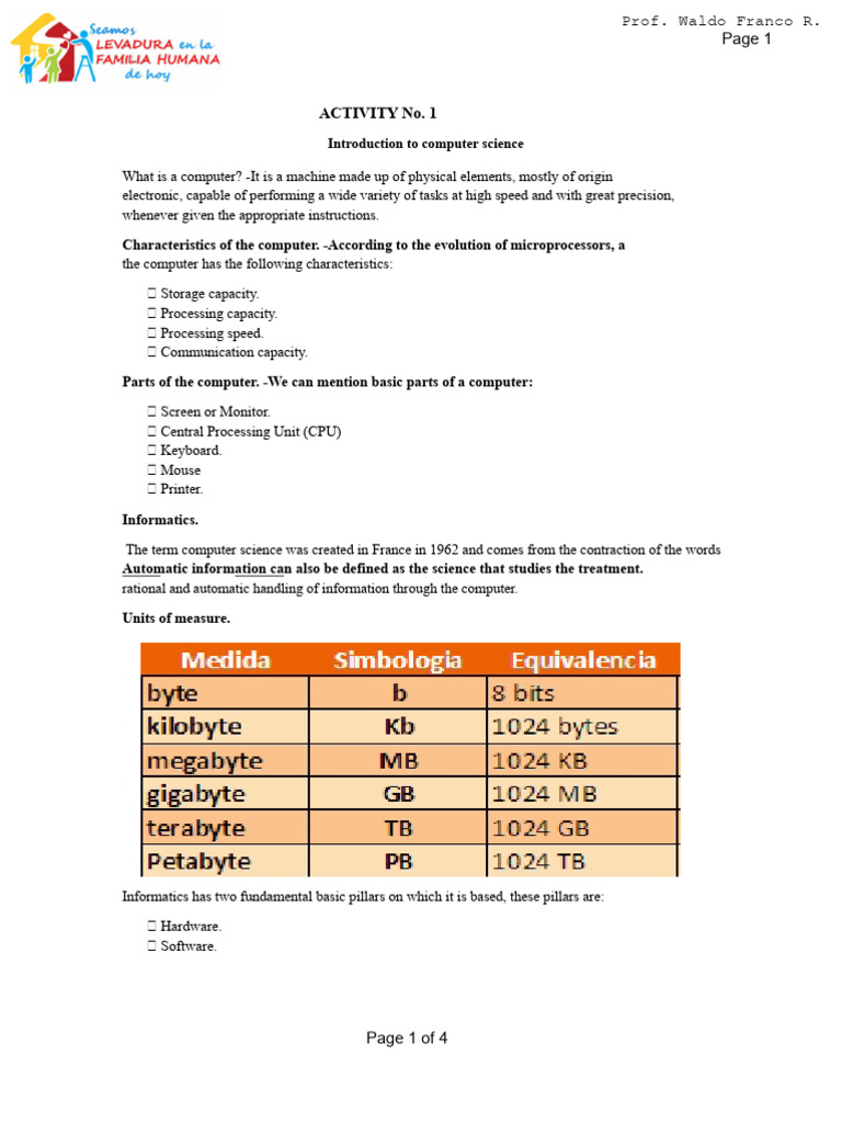 Topic No. 1 Introduction To Computer Science 2023 | PDF | Central ...