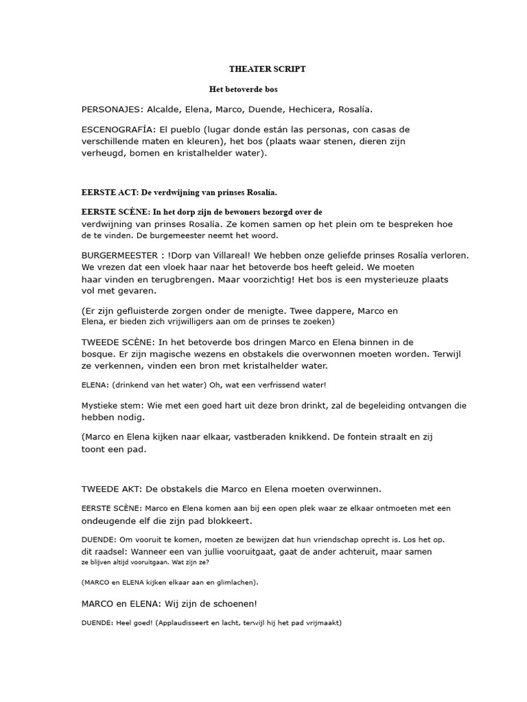 Theater Script Betoverd Bos | PDF