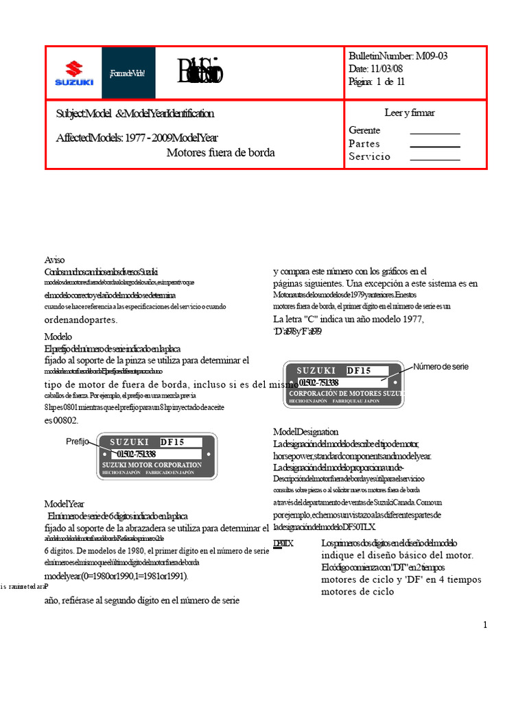 2008 - Identificación Del Modelo y Año Del Modelo Suzuki PDF | PDF ...