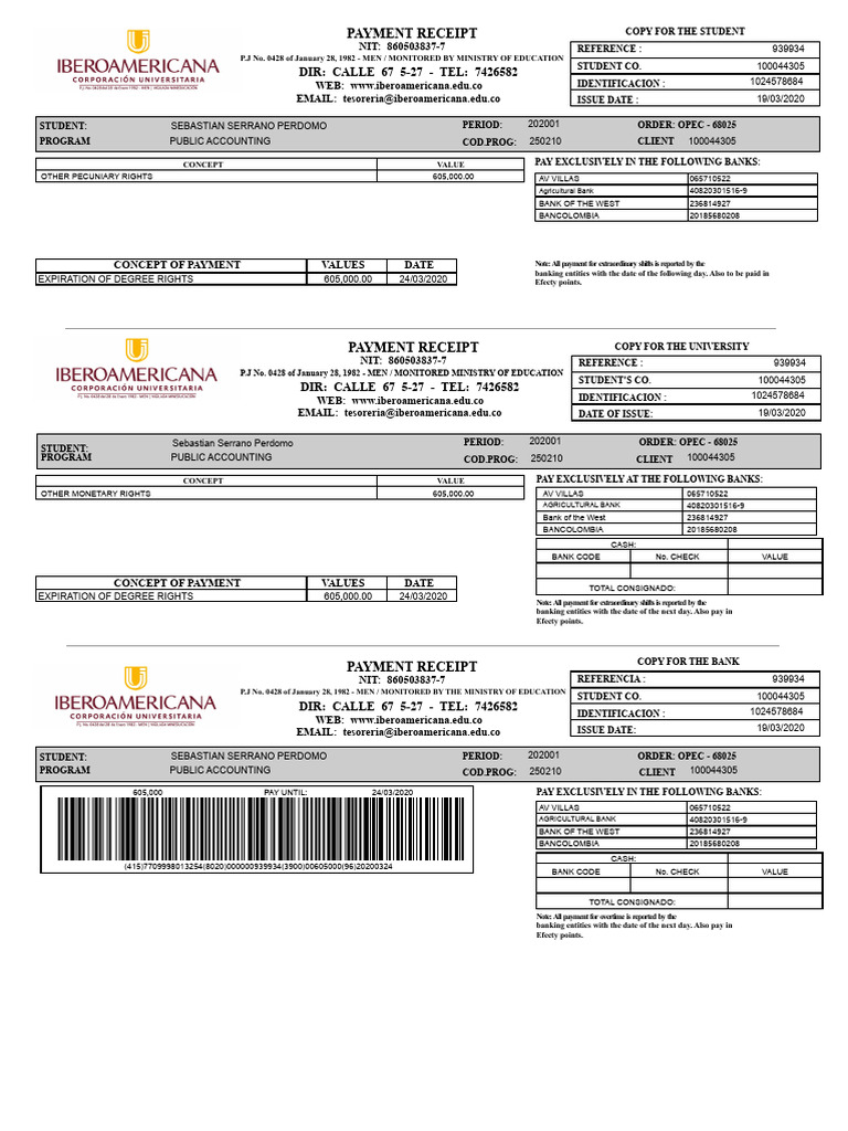 Payment Receipt Graduation Rights PDF | PDF | Receipt | Money