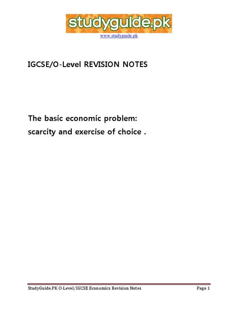 Igcse Economics Rev Notes PDF Supply And Demand Supply (Economics)