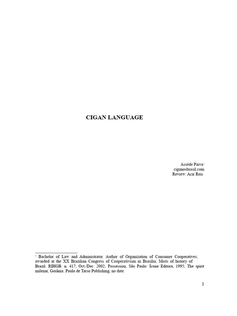 Gypsy Lexicon | PDF | Brazil | Romani People
